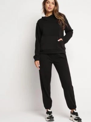 Zdjęcie produktu Czarny 2-częściowy Komplet Dresowy z Bluzą i Spodniami Apidra