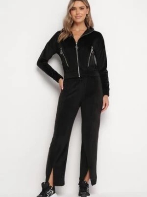 Zdjęcie produktu Czarny 2-częściowy Komplet Dresowy z Bluzą i Spodniami Stellarina