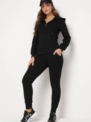 Zdjęcie produktu Czarny Bawełniany Komplet Dresowy z Bluzą i Spodniami Esara