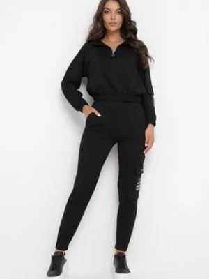 Zdjęcie produktu Czarny Bawełniany Komplet Dresowy z Bluzą i Spodniami Tomija