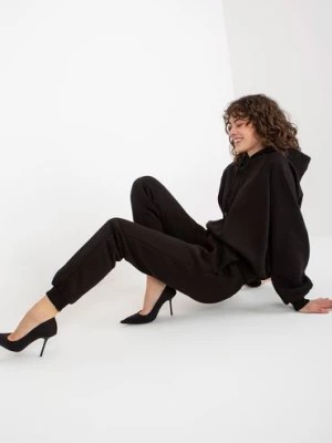 Zdjęcie produktu Czarny damski dresowy komplet basic ze spodniami Ex Moda