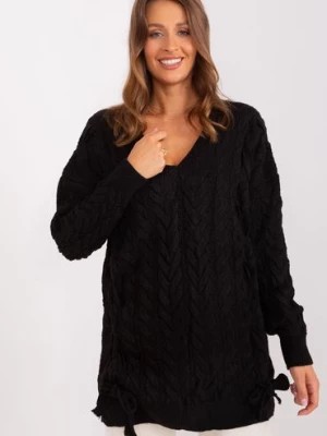 Zdjęcie produktu Czarny długi sweter z warkoczami BADU