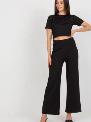 Zdjęcie produktu Czarny dwuczęściowy komplet damski casualowy ze spodniami BADU