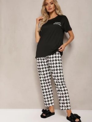 Zdjęcie produktu Czarny Komplet Piżamowy Luźna Koszulka i Spodnie z Elastyczną Gumką Wilheli