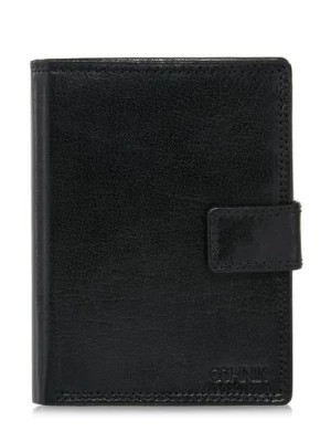 Zdjęcie produktu Czarny lakierowany skórzany portfel męski OCHNIK