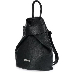 Zdjęcie produktu Czarny skórzany plecak damski elegancki z zapięciem Beltimore czarny Merg