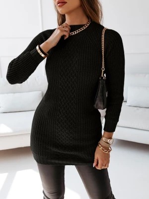 Zdjęcie produktu Czarny sweter z ozdobnym warkoczowym splotem Ottalia - czarny Pakuten