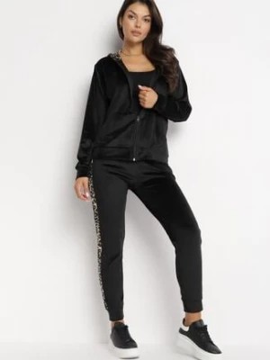 Zdjęcie produktu Czarny Welurowy Komplet Dresowy z Bluzą i Spodniami Isidra