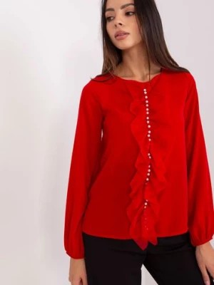 Zdjęcie produktu Czerwona bluzka wizytowa z okrągłym dekoltem Lakerta
