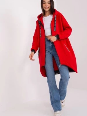 Zdjęcie produktu Czerwona długa bluza damska rozpinana z suwakiem RELEVANCE
