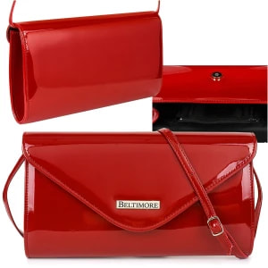 Zdjęcie produktu Czerwona lakierowana damska torebka wieczorowa kopertówka BELTIMORE czerwony Merg