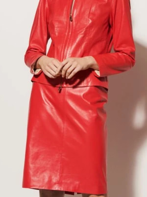 Zdjęcie produktu Czerwona spódnica ze skóry naturalnej OCHNIK
