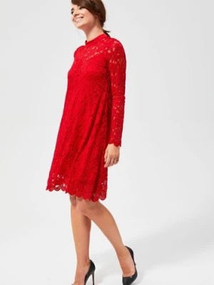 Zdjęcie produktu Czerwona sukienka damska- koronkowa Moodo