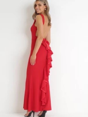 Zdjęcie produktu Czerwona Sukienka z Ozdobną Falbanką i Odkrytymi Plecami Naressa