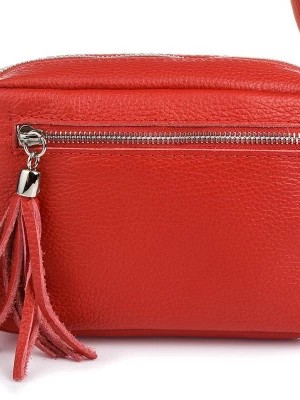 Zdjęcie produktu Czerwona torebka damska listonoszka skórzana z frędzlem modna czerwony Merg