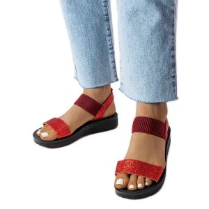 Zdjęcie produktu Czerwone brokatowe sandały Amathousa Inna marka