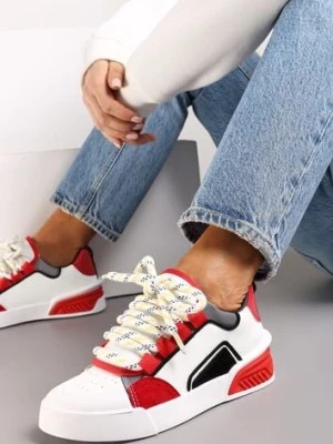 Zdjęcie produktu Czerwone Sneakersy w Stylu Trampek z Szerokimi Sznurówkami na Grubej Podeszwie Sakarias