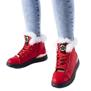 Zdjęcie produktu Czerwone sneakersy z białym futerkiem Fiemme Inna marka