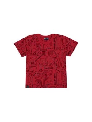 Zdjęcie produktu Czerwony bawełniany t-shirt chłopięcy we wzory Quimby