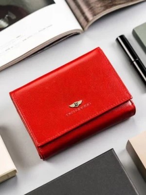 Zdjęcie produktu Czerwony elegancki portfel damski ze skóry naturalnej — Peterson