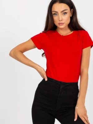 Zdjęcie produktu Czerwony gładki t-shirt plus size z bawełny BASIC FEEL GOOD