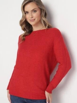 Zdjęcie produktu Czerwony Klasyczny Sweter z Długim Rękawem Darissa
