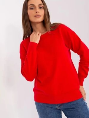 Zdjęcie produktu Czerwony sweter klasyczny z okrągłym dekoltem