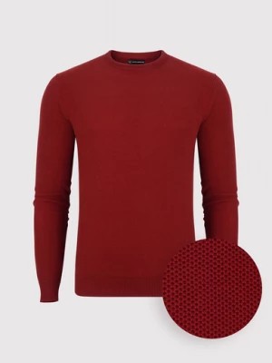 Zdjęcie produktu Czerwony sweter męski z okrągłym dekoltem Pako Lorente