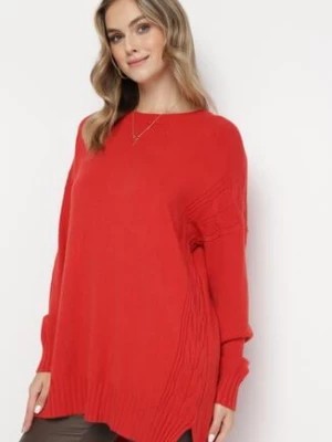 Zdjęcie produktu Czerwony Sweter o Klasycznym Fasonie ze Ściągaczami Oretta
