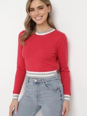 Zdjęcie produktu Czerwony Sweter o Krótkim Fasonie z Ozdobnymi Ściągaczami Dariema