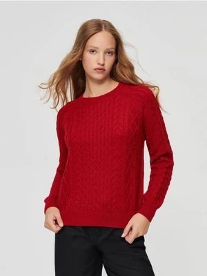 Zdjęcie produktu Czerwony sweter z warkoczowym splotem House