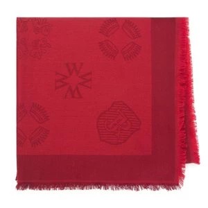 Zdjęcie produktu Damska chusta z jedwabiem tkana w monogram ciemnoczerwona Wittchen