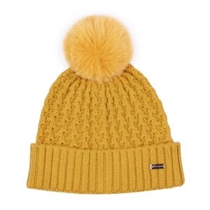 Zdjęcie produktu Damska czapka o splocie w drobny wzór żółta Wittchen