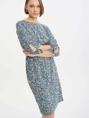 Zdjęcie produktu Damska sukienka krótka z gumką w talii w kwiatki Greenpoint