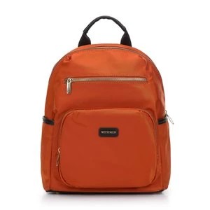 Zdjęcie produktu Damski plecak nylonowy z kieszeniami z przodu pomarańczowy Wittchen
