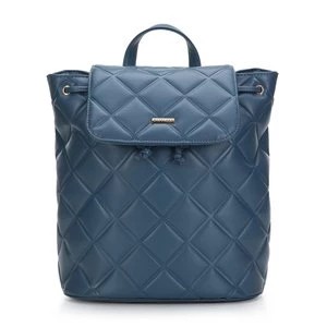 Zdjęcie produktu Damski plecak worek z geometrycznie pikowanej ekoskóry ciemnoniebieski Wittchen