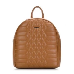 Zdjęcie produktu Damski plecak z pikowanej ekoskóry w geometryczny wzór brązowy Wittchen