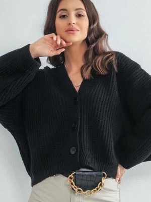 Zdjęcie produktu Damski rozpinany sweter oversize Fobya czarny