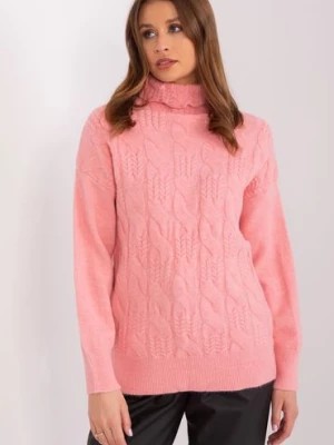 Zdjęcie produktu Damski sweter z golfem łososiowy