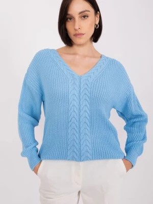 Zdjęcie produktu Damski sweter ze ściągaczami jasny niebieski BADU