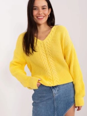 Zdjęcie produktu Damski sweter ze ściągaczami żółty BADU