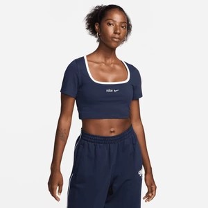 Zdjęcie produktu Damski T-shirt o krótkim kroju z dekoltem karo Nike Sportswear - Niebieski