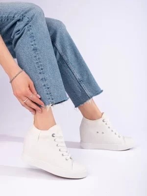 Zdjęcie produktu Damskie białe sneakersy z ukrytą koturną BIG STAR LL274035 Big Star Shoes