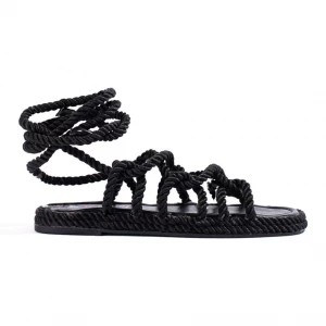 Zdjęcie produktu Damskie plecione wiązane sandały Shelovet czarne