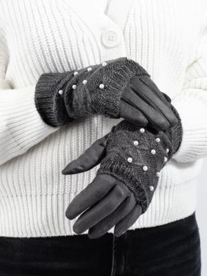 Zdjęcie produktu Damskie rękawiczki z perełkami szare Shelvt