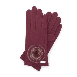 Zdjęcie produktu Damskie rękawiczki z puszkiem bordowe Wittchen