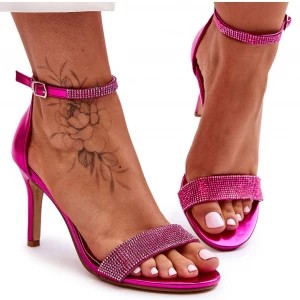 Zdjęcie produktu Damskie Sandały Na Szpilce Z Dżetami Fuksja Perfecto różowe Inna marka