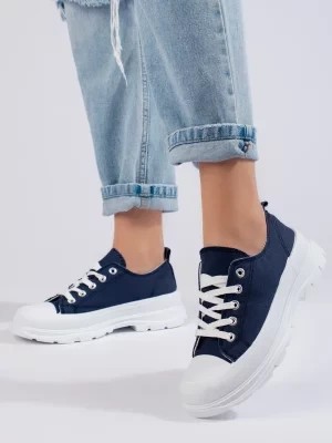 Zdjęcie produktu Damskie trampki na platformie jeansowe Shelvt