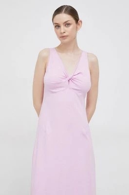 Zdjęcie produktu Deha sukienka bawełniana kolor różowy midi rozkloszowana