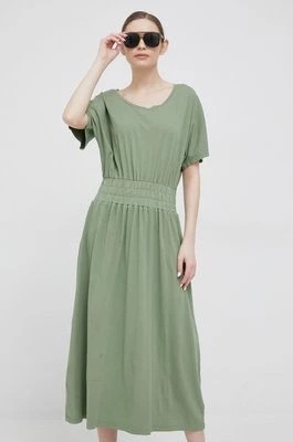 Zdjęcie produktu Deha sukienka bawełniana kolor zielony maxi rozkloszowana